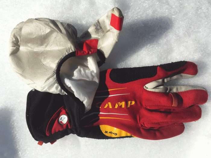 gant, camp, warm, ski de rando, montagne, équipement